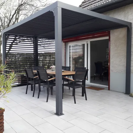 Pergola Bioclimatica Autoportante Alluminio 360x300 cm Lamelle Laterali