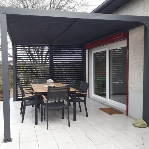 Pergola Bioclimatica Autoportante Alluminio 360x300 cm Lamelle Laterali