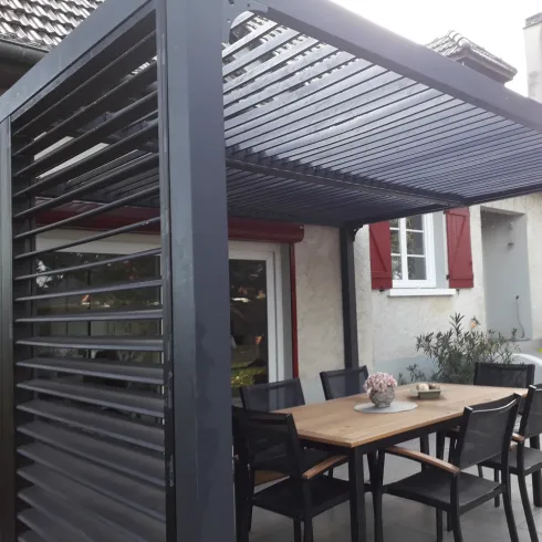 Pergola Bioclimatica Autoportante Alluminio 360x300 cm Lamelle Laterali