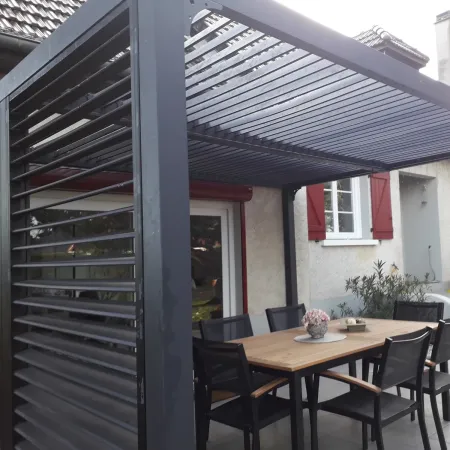 Pergola Bioclimatica Autoportante Alluminio 360x300 cm Lamelle Laterali