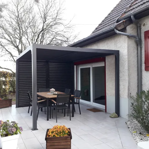 Pergola Bioclimatica Autoportante Alluminio 360x300 cm Lamelle Laterali