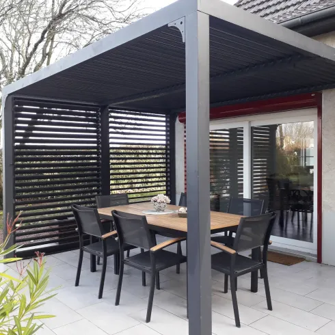 Pergola Bioclimatica Autoportante Alluminio 360x300 cm Lamelle Laterali