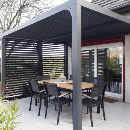 Pergola Bioclimatica Autoportante Alluminio 360x300 cm Lamelle Laterali