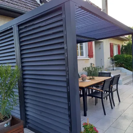 Pergola Bioclimatica Autoportante Alluminio 360x300 cm Lamelle Laterali