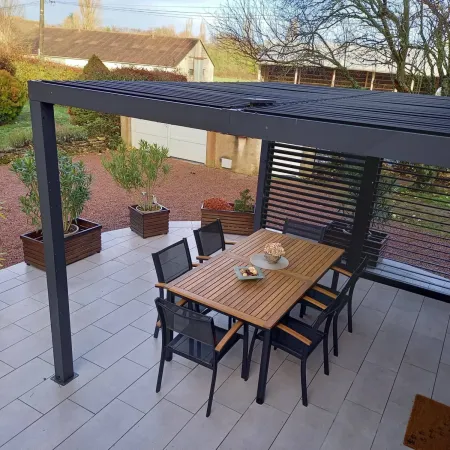 Pergola Bioclimatica Autoportante Alluminio 360x300 cm Lamelle Laterali
