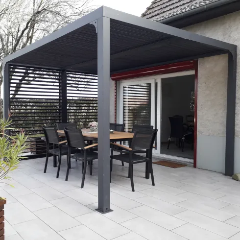 Pergola Bioclimatica Autoportante Alluminio 360x300 cm Lamelle Laterali
