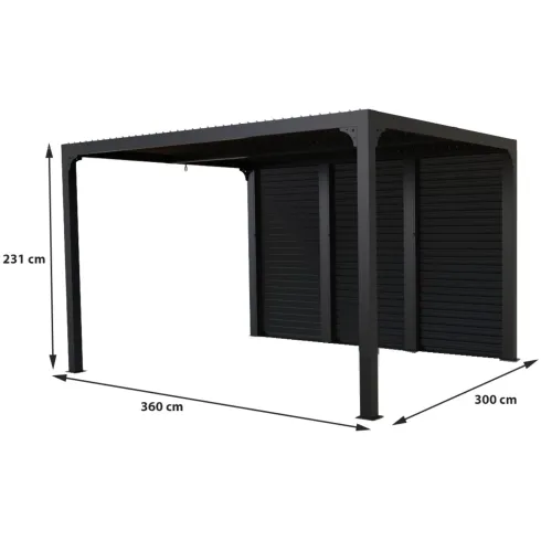 Pergola Bioclimatica 360x300 in Alluminio con Lamelle Effetto Legno