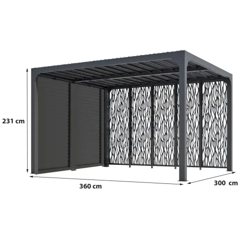 Pergola Bioclimatica da Giardino 360x300 Alluminio Lamelle Frangivista