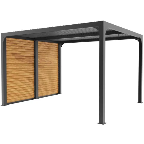 Pergola Bioclimatica in Alluminio con Lamelle Effetto Legno 360x300