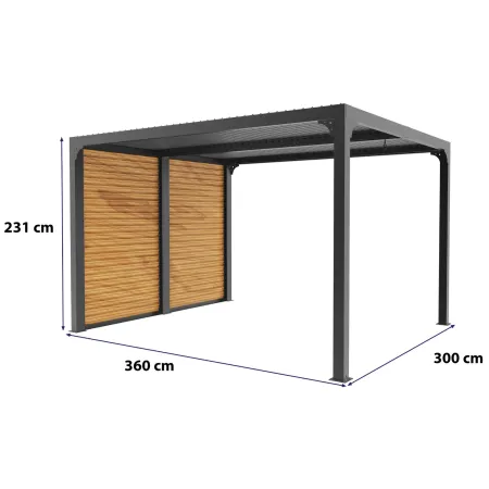 Pergola Bioclimatica in Alluminio con Lamelle Effetto Legno 360x300