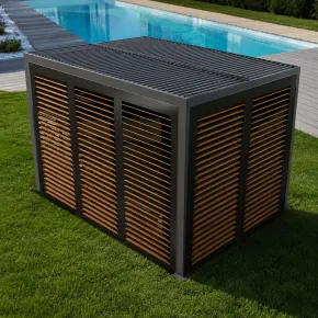 Pergola Bioclimatica 360x300 cm con Lamelle Effetto Legno 2 Lati 2
