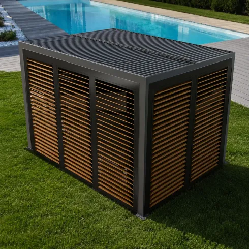 Pergola Bioclimatica 360x300 cm con Lamelle Effetto Legno 2 Lati