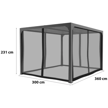Kit Tenda Zanzariera per Pergola Bioclimatica 360x300 cm Chiusura Zip