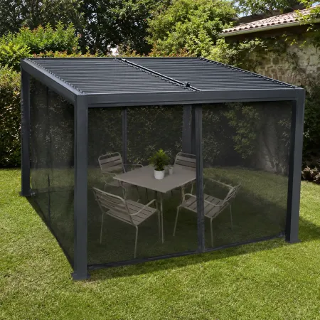 Kit Tenda Zanzariera per Pergola Bioclimatica 360x300 cm Chiusura Zip