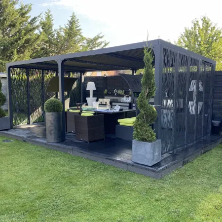 Pergola Bioclimatica Doppia 360x600 Frangivista con Lamelle Orientabili