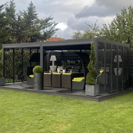 Pergola Bioclimatica Doppia 360x600 Frangivista con Lamelle Orientabili