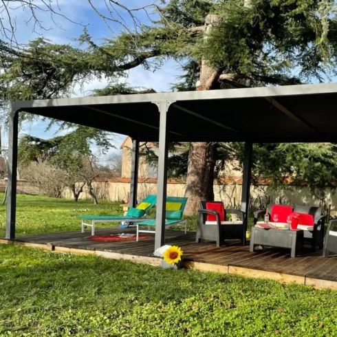 Pergola Bioclimatica Doppia 360x600 Lamelle Orientabili Tenda Laterale