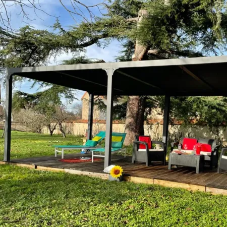 Pergola Bioclimatica Doppia 360x600 Lamelle Orientabili Tenda Laterale