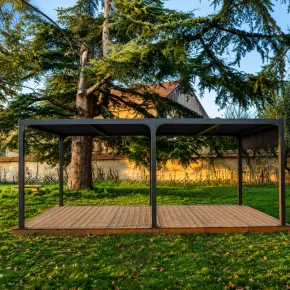 Pergola Bioclimatica Doppia 360x600 Lamelle Orientabili Tenda Laterale 2