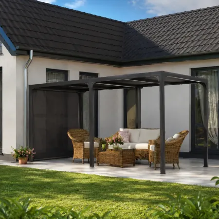Pergola Bioclimatica Doppia 360x600 Lamelle Orientabili Tenda Laterale
