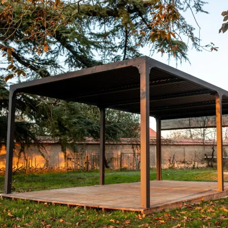 Pergola Bioclimatica Doppia 360x600 Lamelle Orientabili Tenda Laterale
