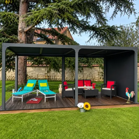 Pergola Bioclimatica Doppia 360x600 Lamelle Orientabili Tenda Laterale
