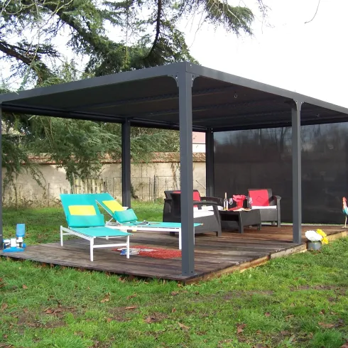 Pergola Bioclimatica Doppia 360x600 Lamelle Orientabili Tenda Laterale