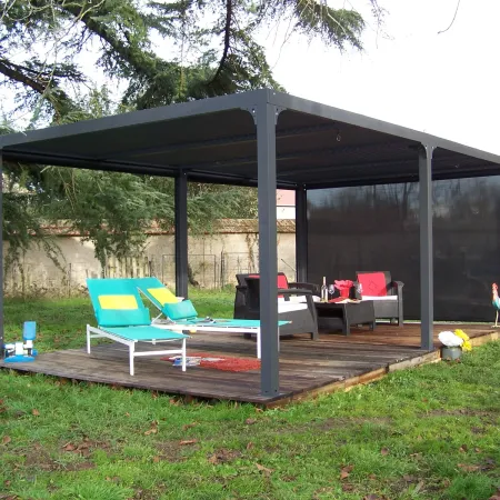 Pergola Bioclimatica Doppia 360x600 Lamelle Orientabili Tenda Laterale