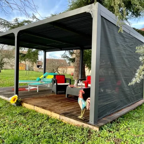 Pergola Bioclimatica Doppia 360x600 Lamelle Orientabili Tenda Laterale