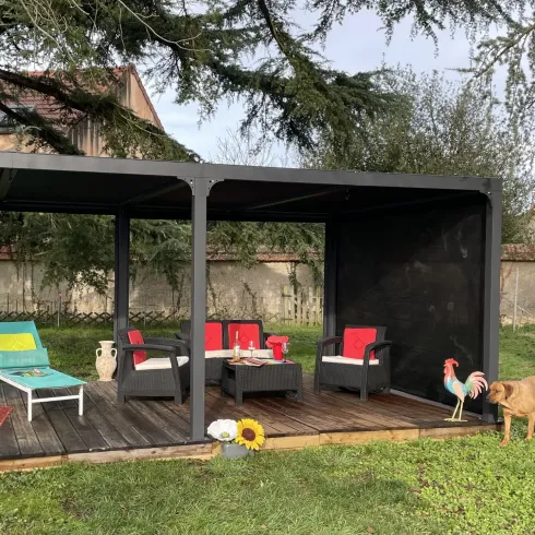 Pergola Bioclimatica Doppia 360x600 Lamelle Orientabili Tenda Laterale
