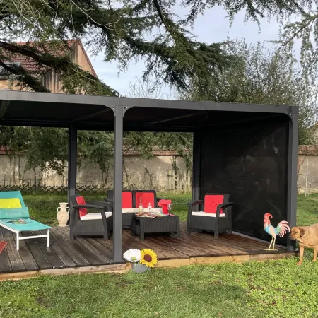 Pergola Bioclimatica Doppia 360x600 Lamelle Orientabili Tenda Laterale