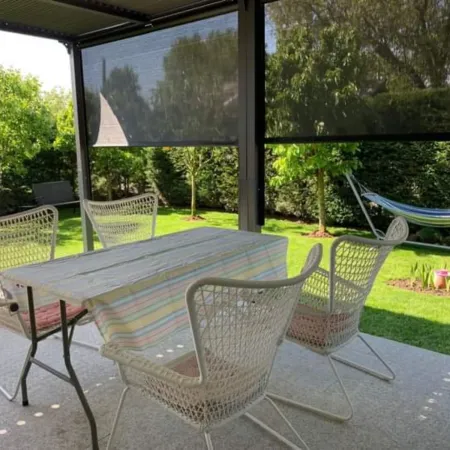 Pergola Bioclimatica Doppia 360x600 in Alluminio con 2 Tende Laterali