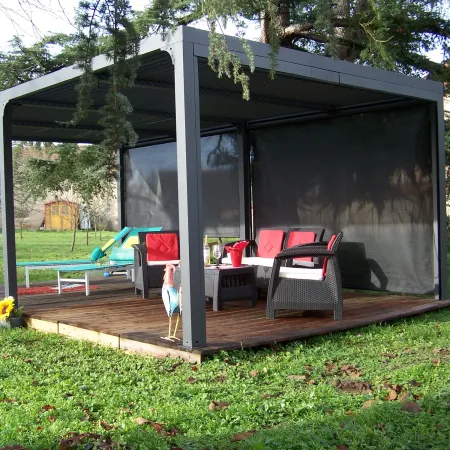 Pergola Bioclimatica Doppia 360x600 in Alluminio con 2 Tende Laterali