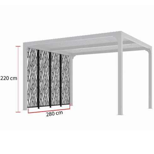 Set 4 Pannelli in Acciaio Antracite per Pergola Bioclimatica Lato 3 m