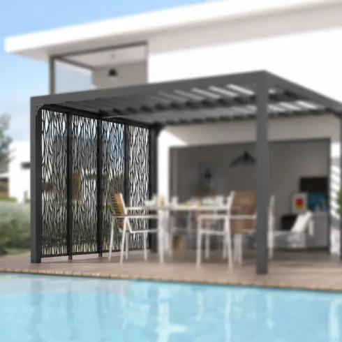 Set 4 Pannelli in Acciaio Antracite per Pergola Bioclimatica Lato 3 m