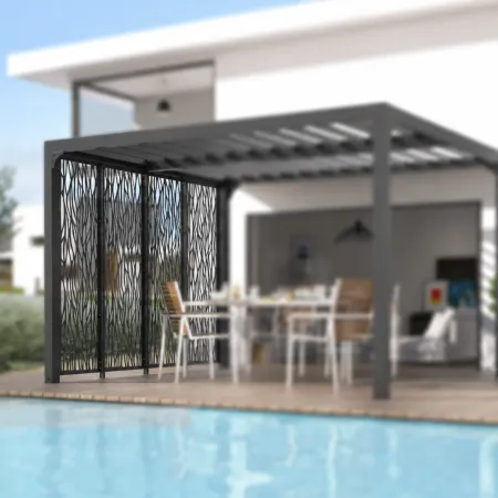 Set 4 Pannelli in Acciaio Antracite per Pergola Bioclimatica Lato 3 m