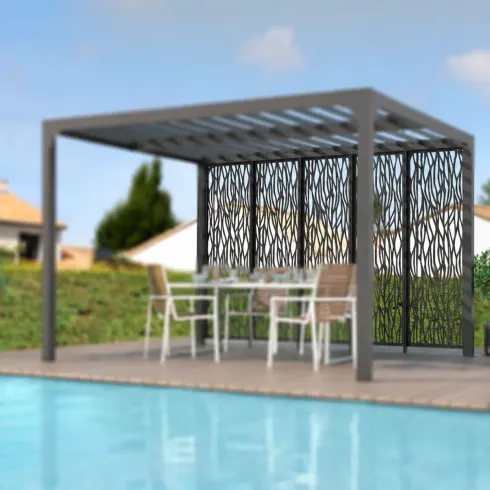 Set 5 Pannelli Acciaio Antracite per Pergola Bioclimatica Lato 3,6 m
