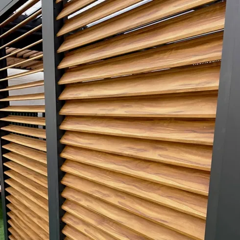 Veneziane 2 Pannelli Effetto Legno per Pergola Bioclimatica Lato 3 m