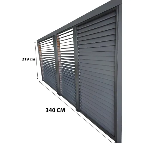 Set 3 Veneziane Laterali Alluminio per Pergola Bioclimatica Lato 3,6 m