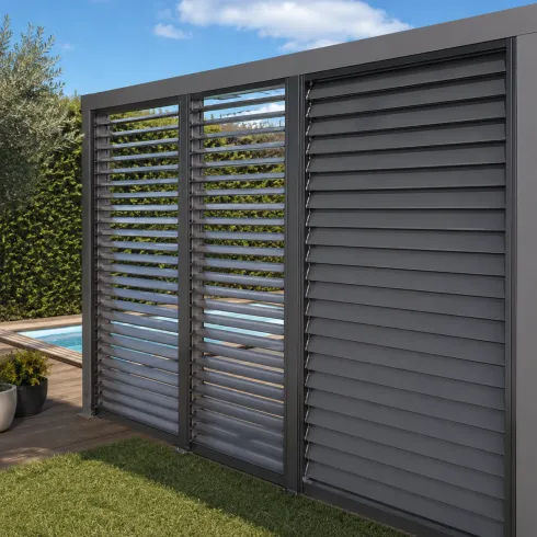 Set 3 Veneziane Laterali Alluminio per Pergola Bioclimatica Lato 3,6 m
