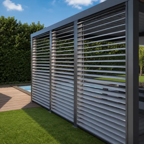 Set 3 Veneziane Laterali Alluminio per Pergola Bioclimatica Lato 3,6 m