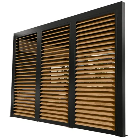 3 Veneziane in Alluminio Effetto Legno Pergola Bioclimatica Lato 3,6 m