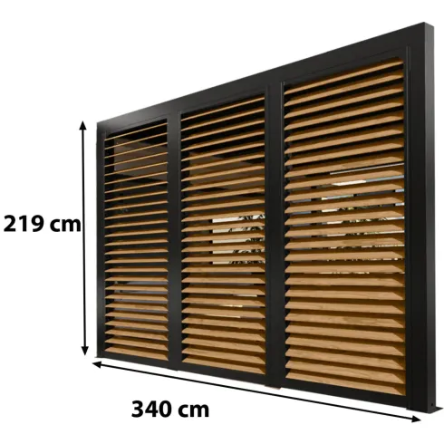 3 Veneziane in Alluminio Effetto Legno Pergola Bioclimatica Lato 3,6 m