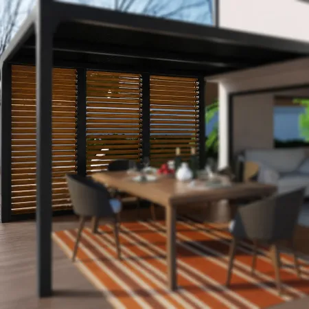 3 Veneziane in Alluminio Effetto Legno Pergola Bioclimatica Lato 3,6 m
