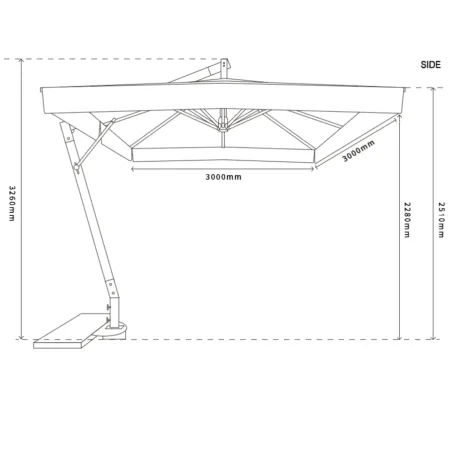 Ombrellone da Giardino Palo Laterale 3x3 m Telo Impermeabile Ecrù