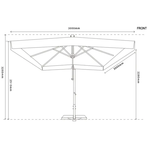Ombrellone da Giardino Palo Laterale 3x3 m Telo Impermeabile Ecrù