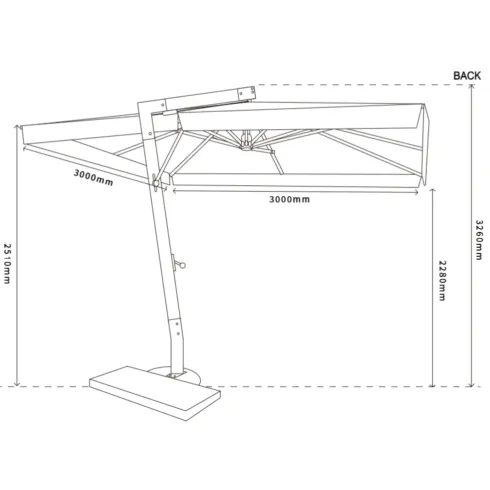 Ombrellone da Giardino Palo Laterale 3x3 m Telo Impermeabile Ecrù