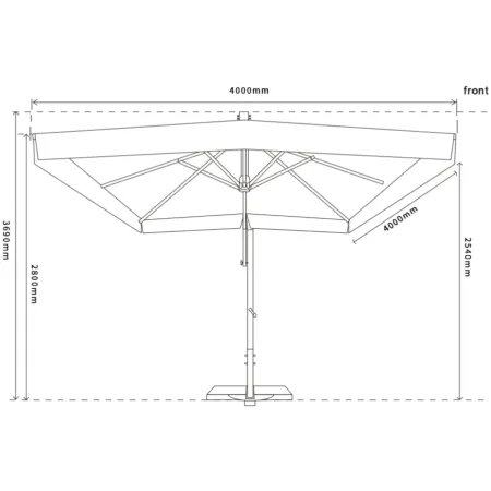 Ombrellone da Giardino Palo Laterale in Legno 4x4 m Ecrù con Manovella