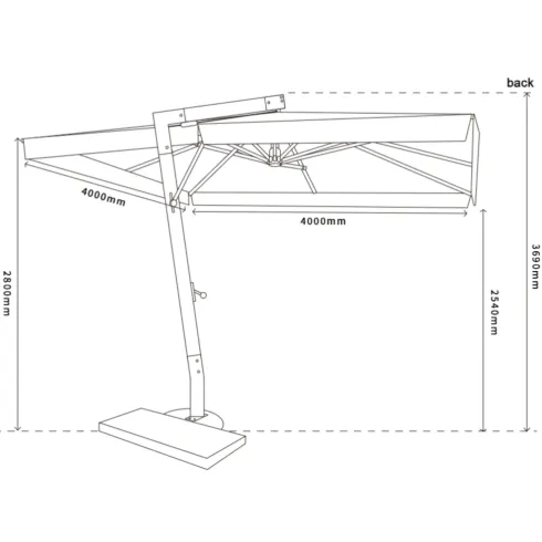 Ombrellone da Giardino Palo Laterale in Legno 4x4 m Ecrù con Manovella