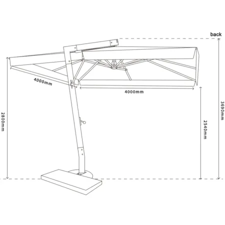 Ombrellone da Giardino Palo Laterale in Legno 4x4 m Ecrù con Manovella